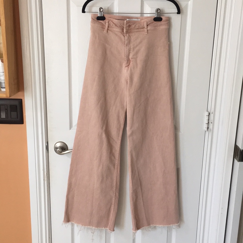 Zara Women's Pink Wide-Leg Jeans